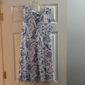 Sleeveless Blue & White Floral Midi Dress - Lilly Pulitzer